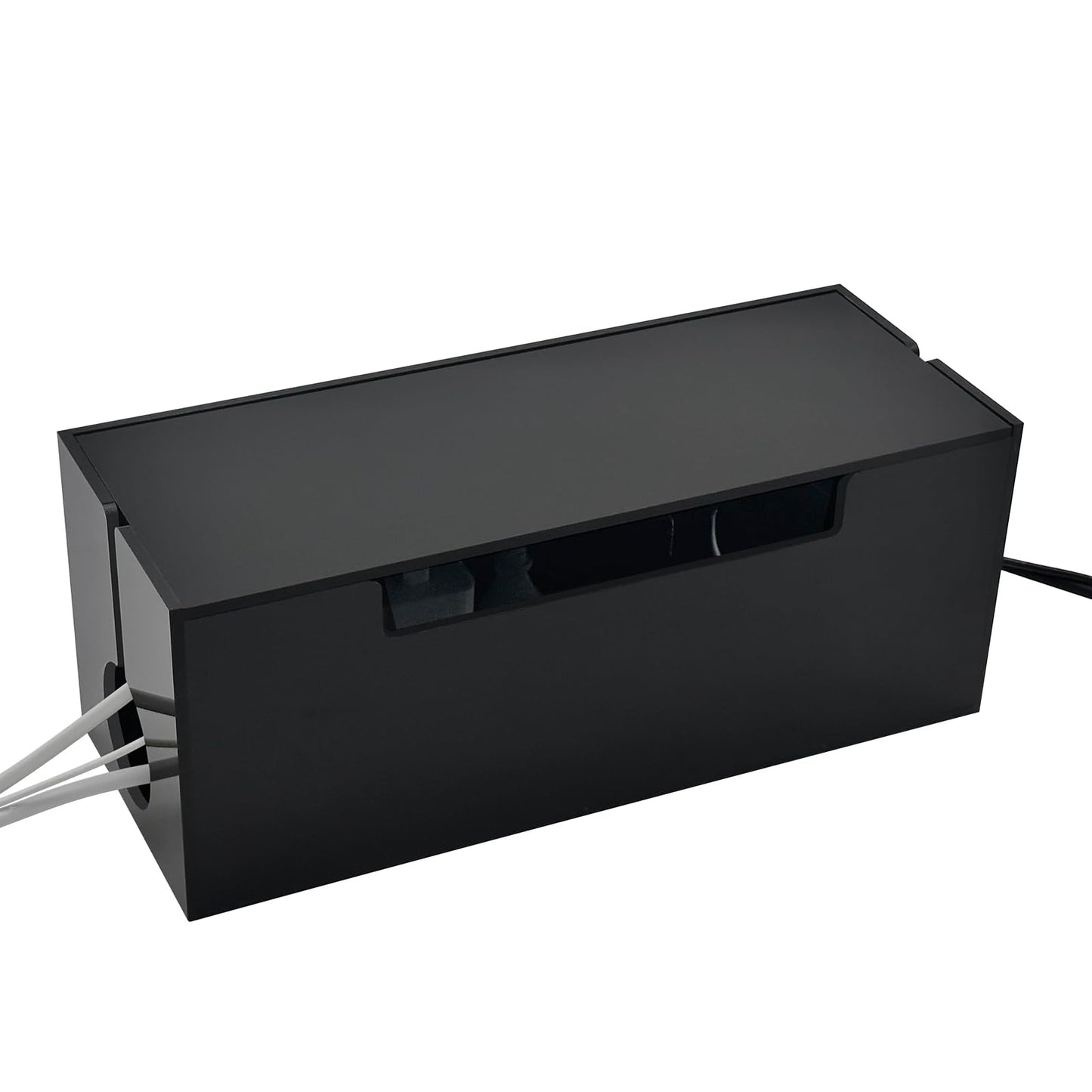 Cable Cord Organizer Box, 2 Open Slots Cords Hider Box, Under Desk Power Strip Organizer and Floor Cables Storage, Black