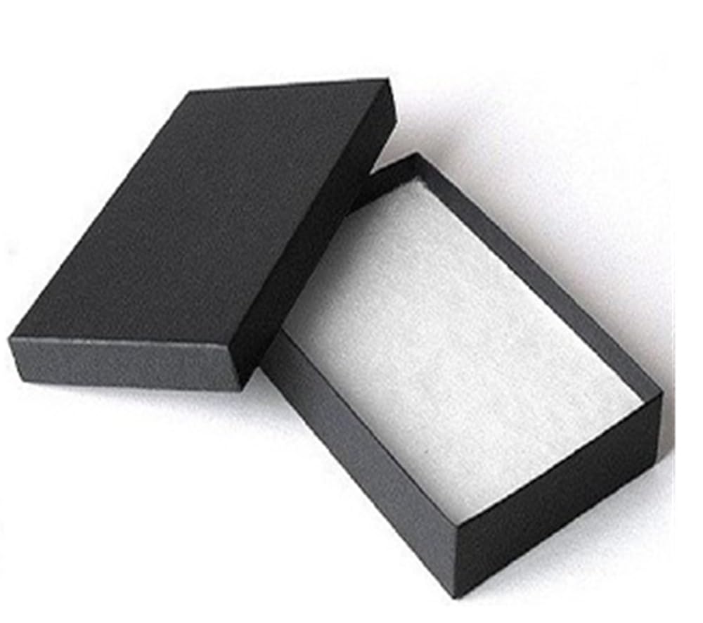 RJ Displays 25 Pieces Pack Cotton Filled Matte Black Pack Cotton Filled - Jewelry Pendant Earring Necklace Bracelet Packaging 3" X 2" X 1" Inch #32 Size (Matte Black)