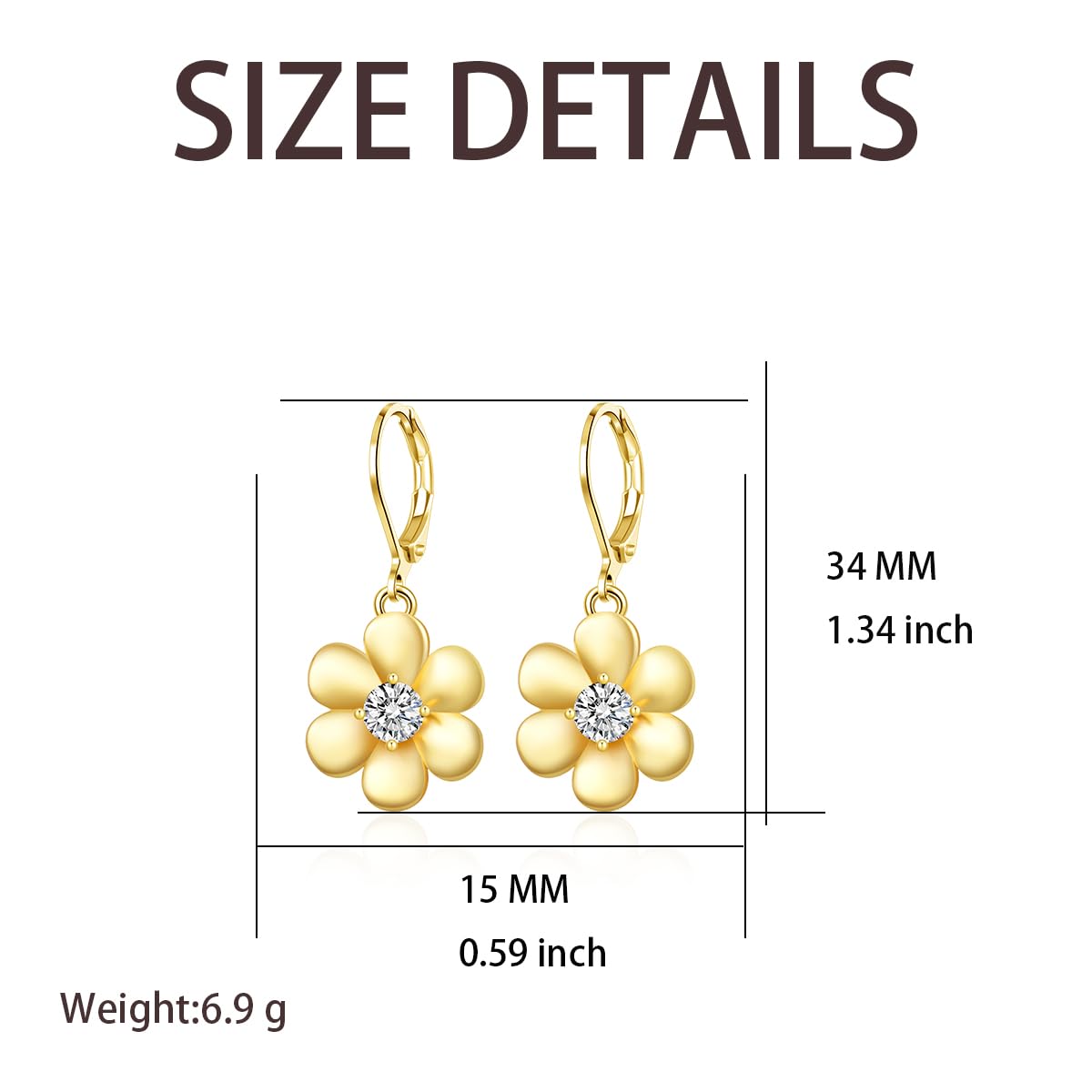 HELORET Daisy Leverback Earrings Flower Dangle Earring Daisy Jewelry for Women