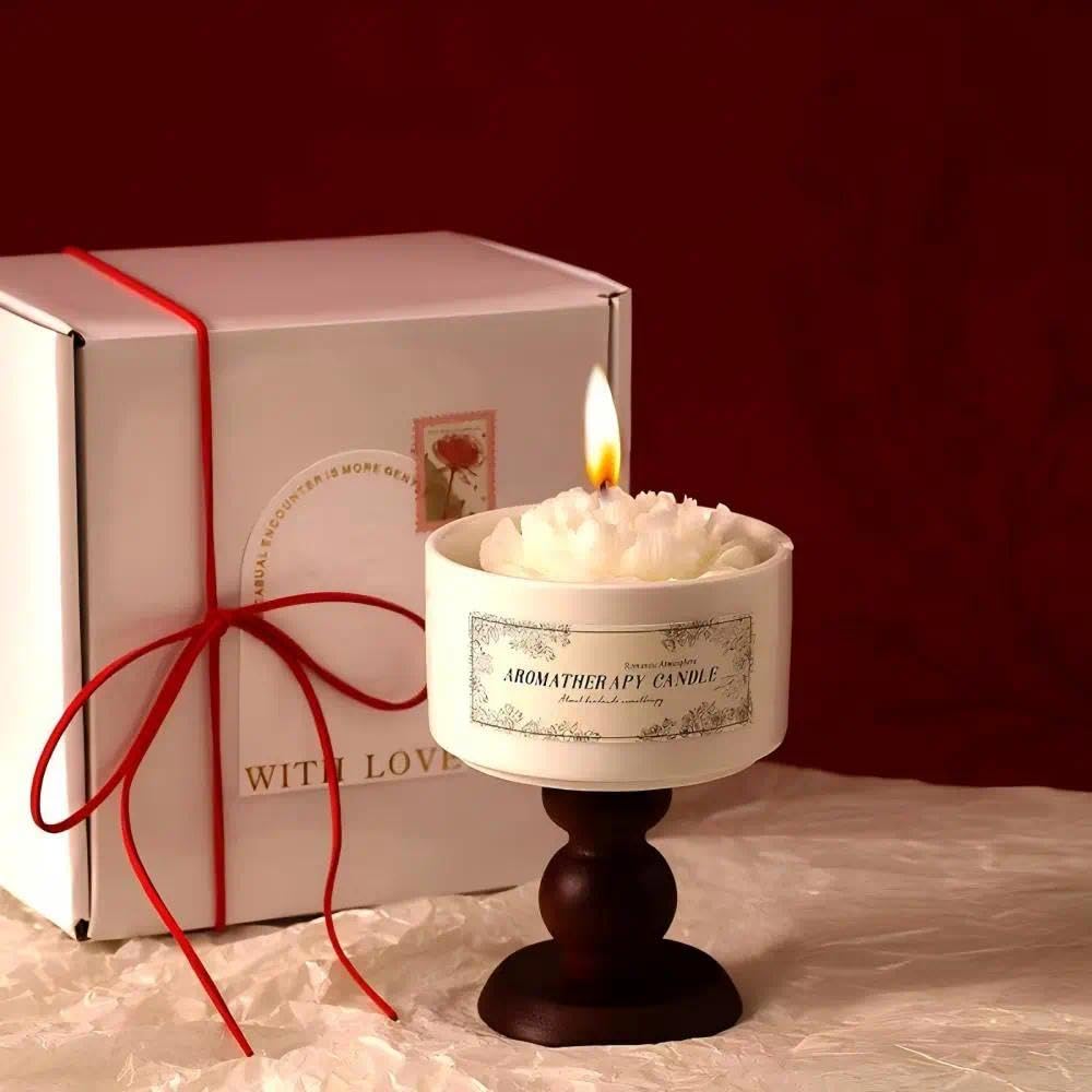 Candle Gift Set for Women, White Peach Oolong Scented Soy Aromatherapy Candle with Greeting Card & Box, Decorative Long Lasting Candles for Home, Birthday Gifts for Mom Friend