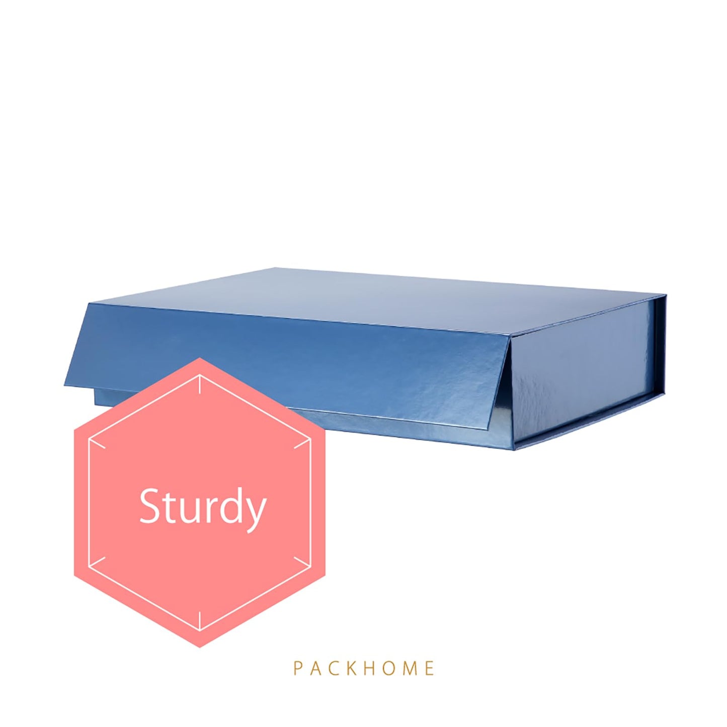 PACKHOME Gift Box 11.5x8x2.5 Inches, Sturdy Shirt Box with Magnetic Lid for Multiple Occasions (Glossy Blue)