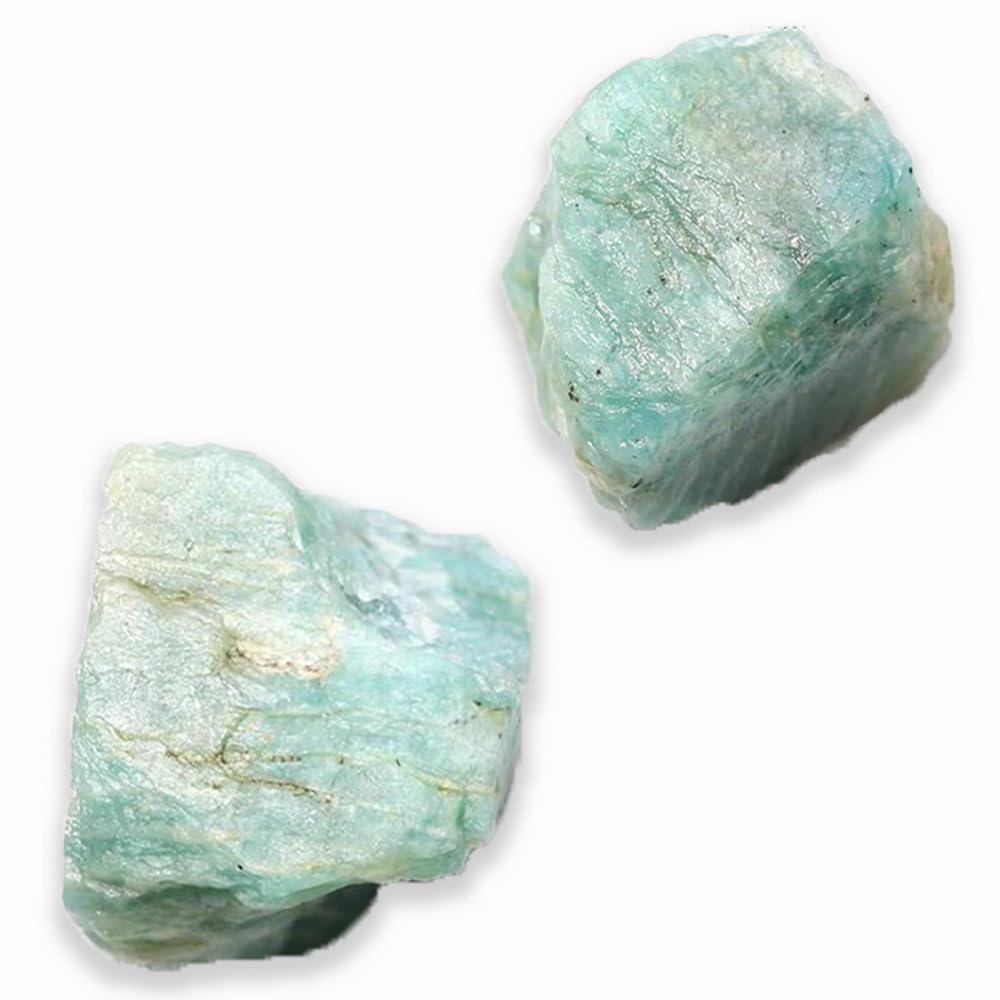 2PCS Natural Raw Stone Healing Crystals Bulk Healing Gemstones for Reiki Tumbling Fountain Rocks Meditation Garden Home Decor (Amazonite)