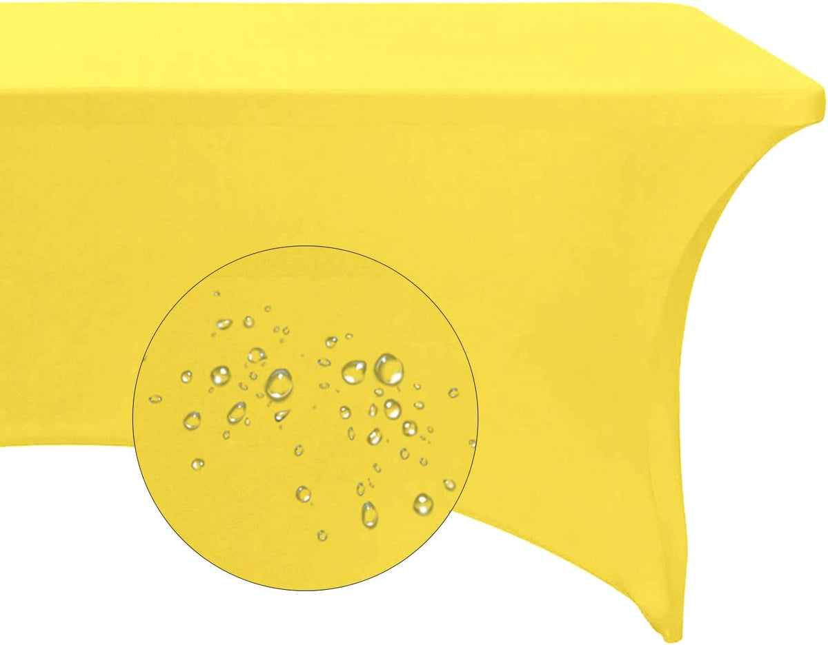 4Pack Spandex Waterproof Table Covers 6ft，Spandex 6ft Waterproof Table Cover for Party,Wedding, Banquet, and Events(Yellow)