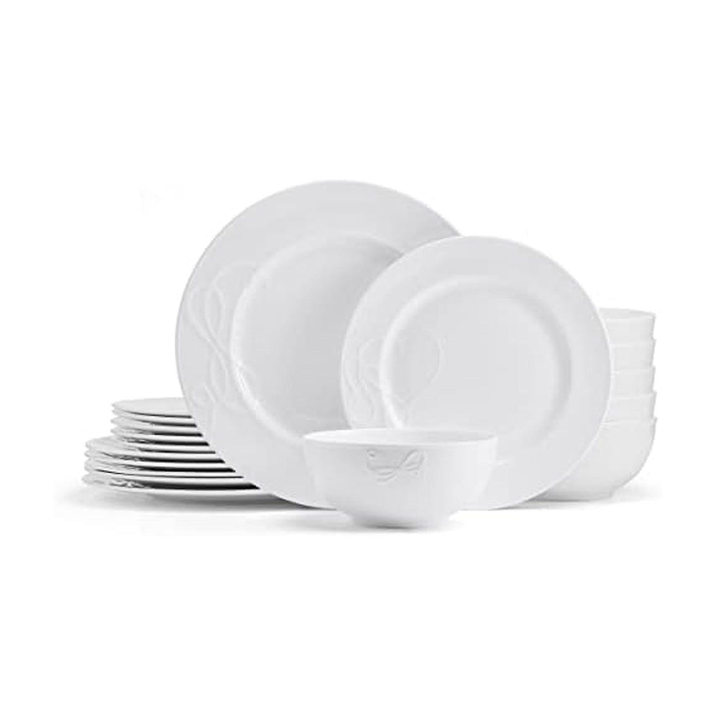 Mikasa Love Story White Chip Resistant 18 Piece Dinnerware Set, Service for 6