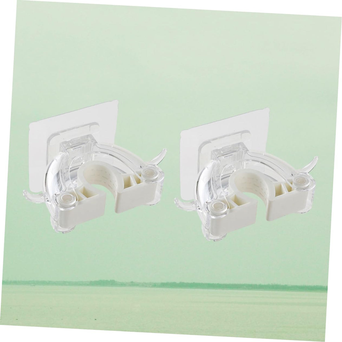 2 Pcs Seamless Mop Holder Wall Mounted No Drill Broom Hanger Clip Plastic Mop Hook for Home Kitchen Bathroom Organizer