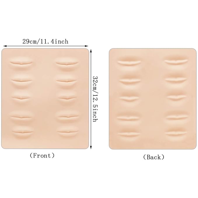 Silicone Fake Skins for Lips 3 Sheets 3D Microblading Permanent Makeup Tattoo Practice Skin 8.5x7.4 Inch for Tattoo Artists and Beginners (Lips)
