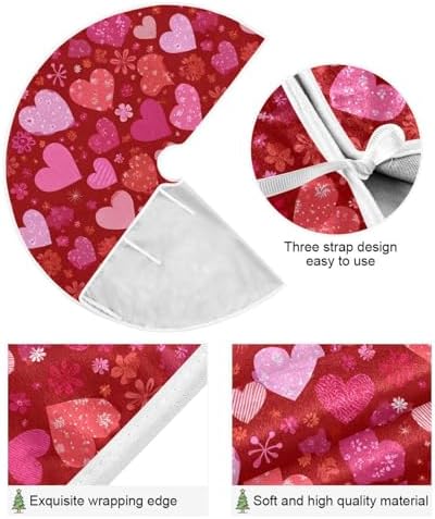 Pfrewn Valentine Tree Skirt 36" Red Floral Vintage Hearts Christmas Tree Skirts Mother's Day Xmas Mat for Holiday Festival Party Wedding Decor