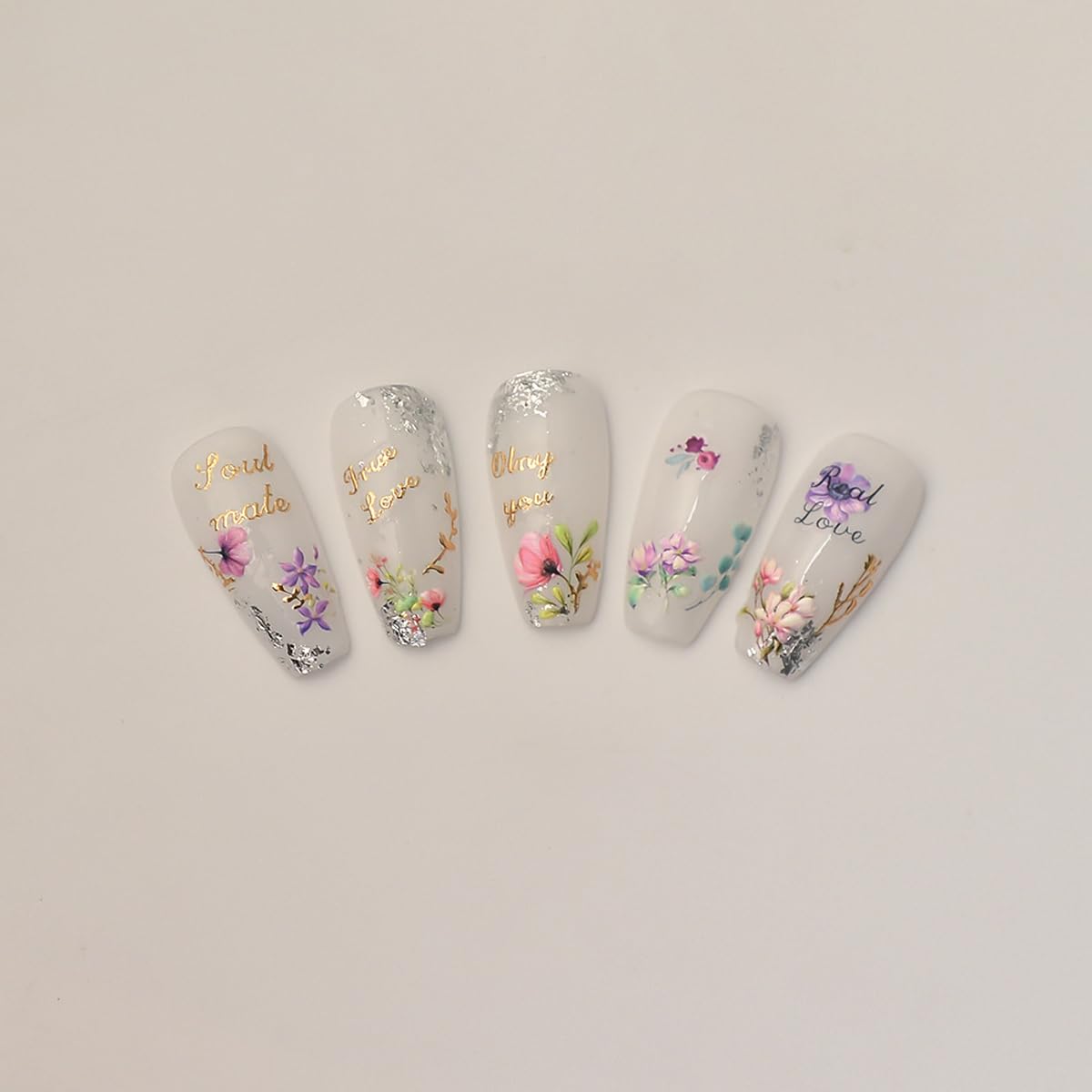 HPYFOI 5D Embossed Floral Nail Stickers, Self-Adhesive Vinyl, Style-34, Botanical Theme, 1 Sheet, Rectangular, Indoor Use, Nail Art Stickers & Decals