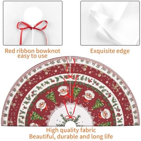 Red Santa Claus Christmas Tree Skirt 36 Inch Red Xmas Tree Mat Party Decor Supplies for Holiday Home Decorations