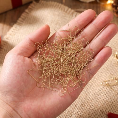 200pcs Christmas Ball Cap Hook, V Type Metal Wire Hook, Golden