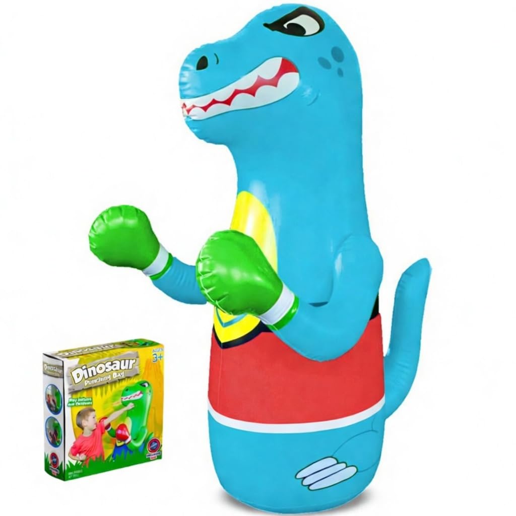 Inflatable Punching Bag for Kids - Bop Bag Inflatable Punching Toy - Inflatable Dinosaur with Instant Bounce Back Movement - Bottom Space Can Use Either Sand or Water (47” Height)