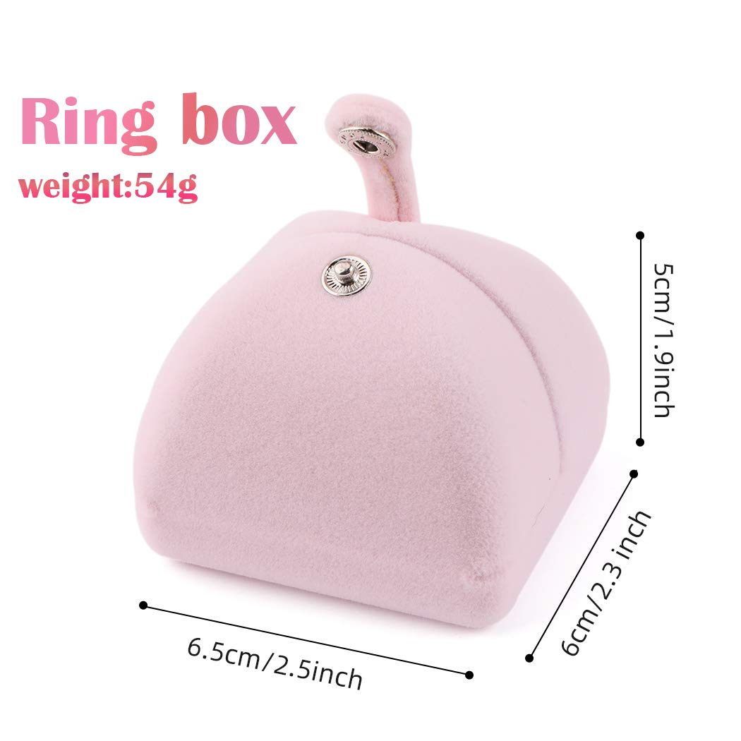 iSuperb Pink Velvet Ring Box Proposal Jewelry Gift Box Couple Engagement Ring Boxes Cute Ring Gift Case for Wedding Christmas Anniversary (Ring box)