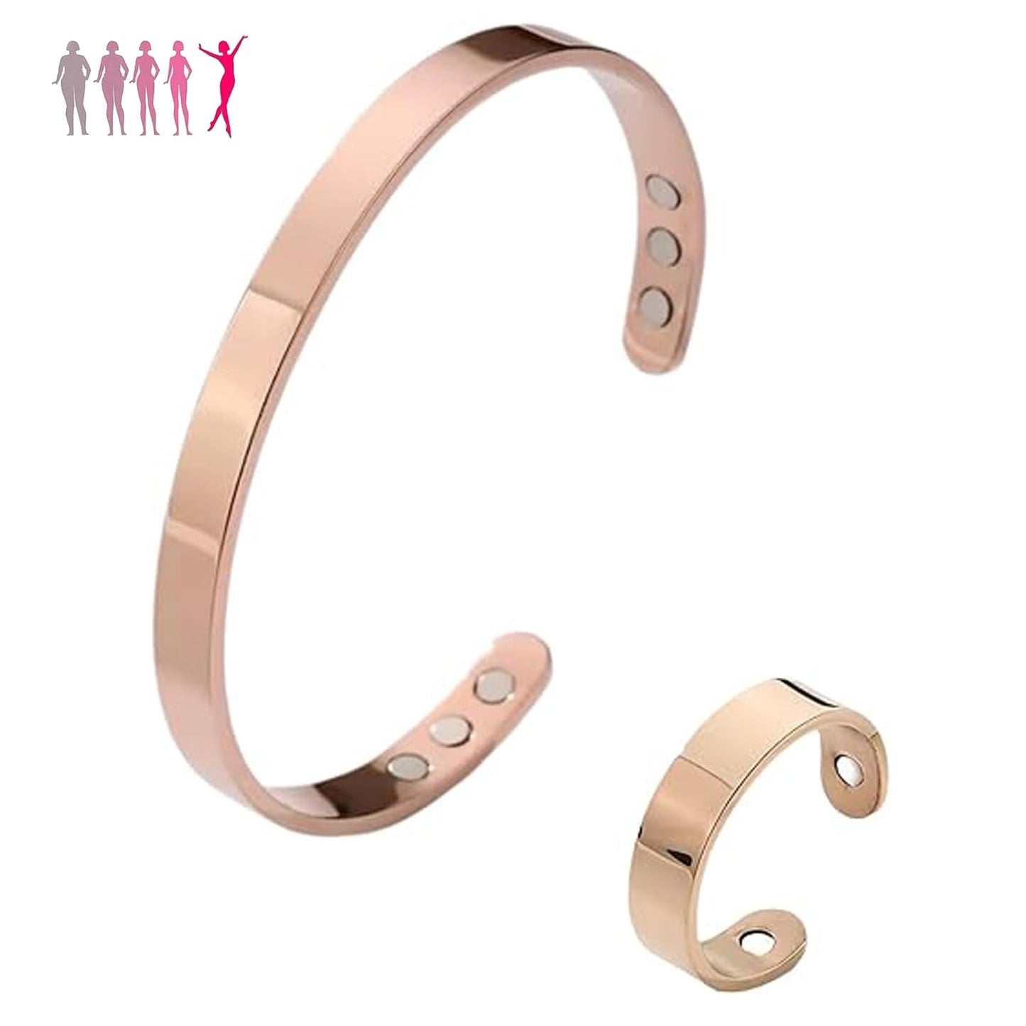 TiFluFlue Kalm Bracelet Ring Set for Women (Rose)