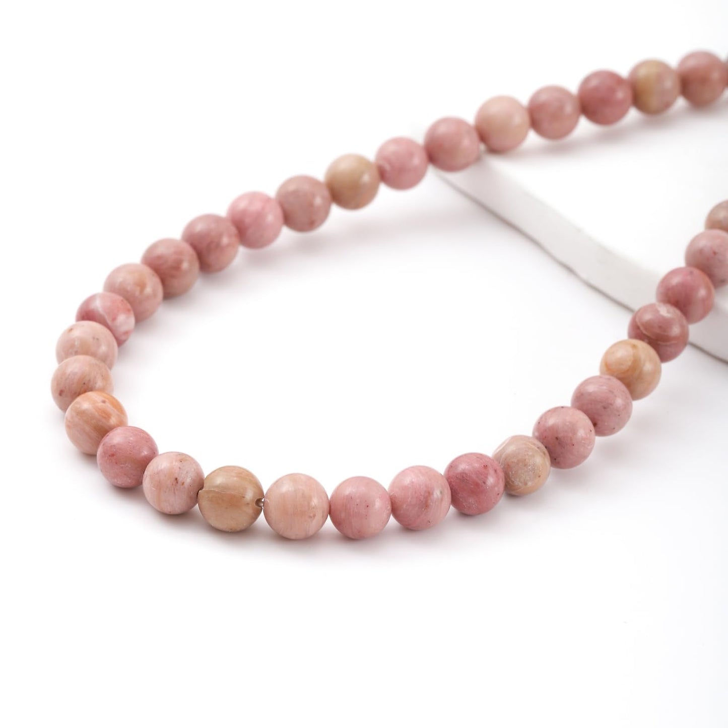 10mm 38pcs DIY Natural Rhodochrosite Stone Beads Round Healing Crystal Gemstone Loose Beads for Jewelry Making Handmade Bracelet Necklace