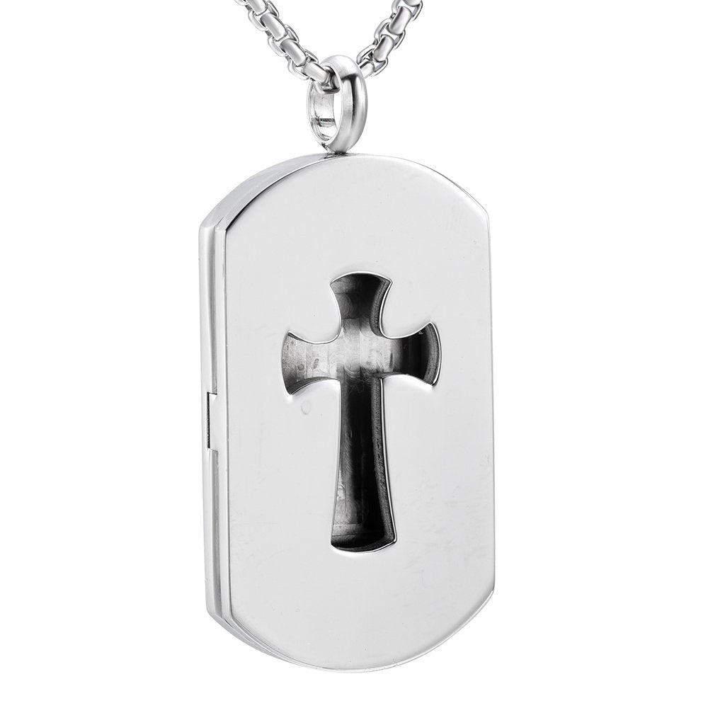 mingkejw Cross Essential Oil Diffuser Necklace Aromatherapy Pendant Locket Jewelry Stainless Steel Perfume Necklace| 22 Adjustable Chain| 12 Refill Pads| Gift Box