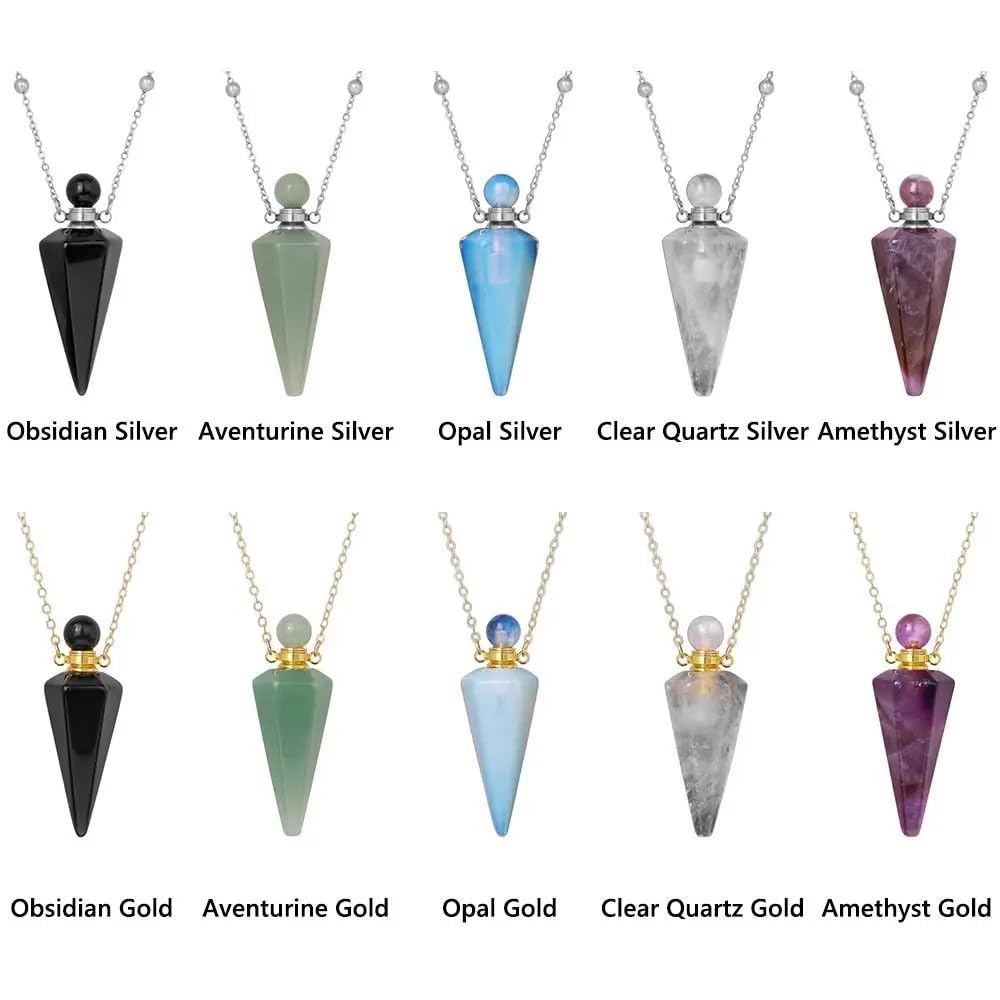 Generic 925 Sterling Silver Essential Oil Necklace, Unisex Cone Shape Pendant, Wellness Theme