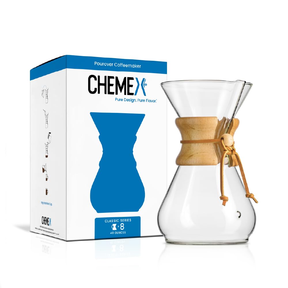 Chemex Pour-Over Glass Coffeemaker - Classic Series - 8-Cup - Exclusive Packaging