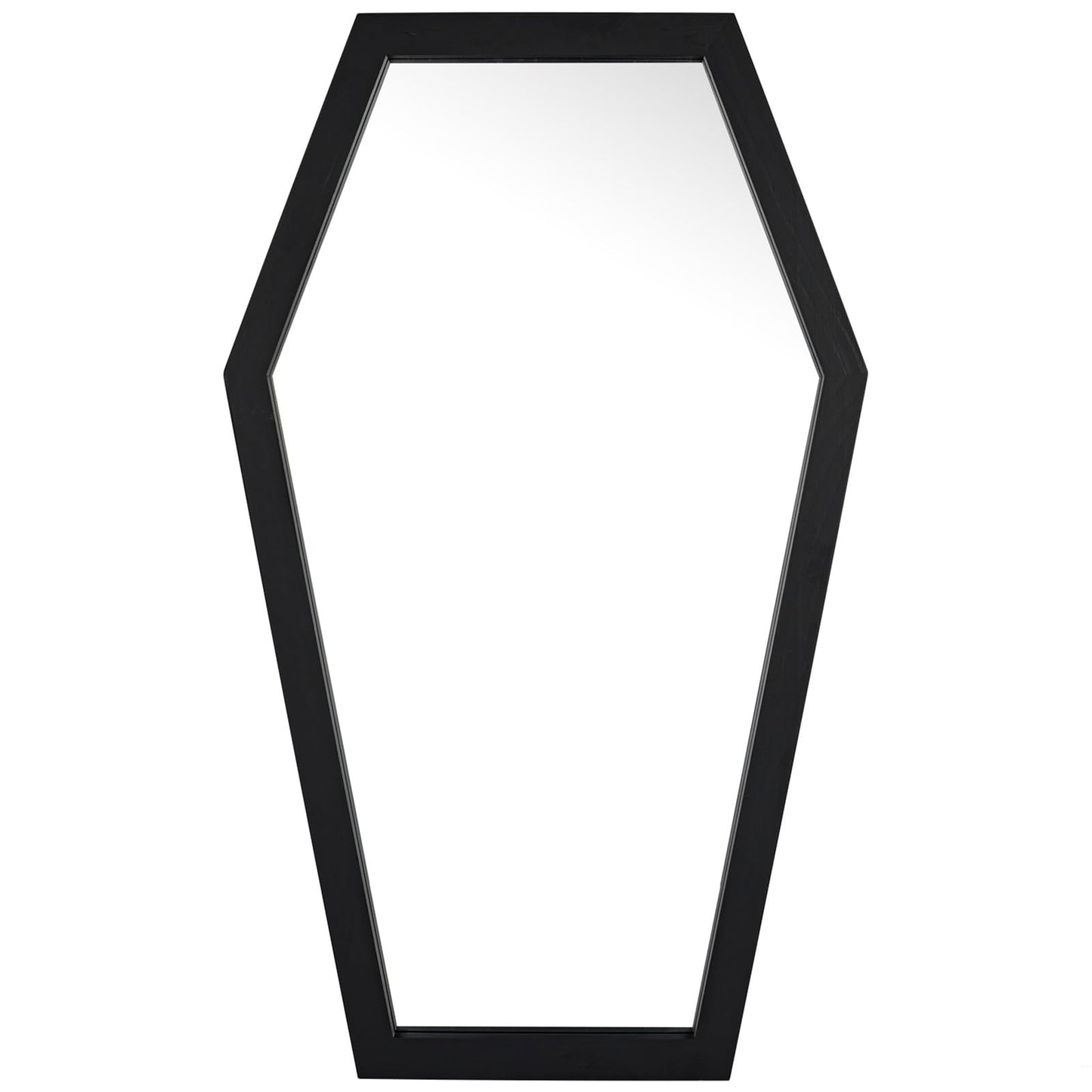 Gothvanity Gothic Coffin Wall Mirror - Spooky Dark Decor for Bedroom Living Room Bathroom, Wooden Sturdy Large Black Mirror with Hooks, Ready to Hang 20x12 Inches