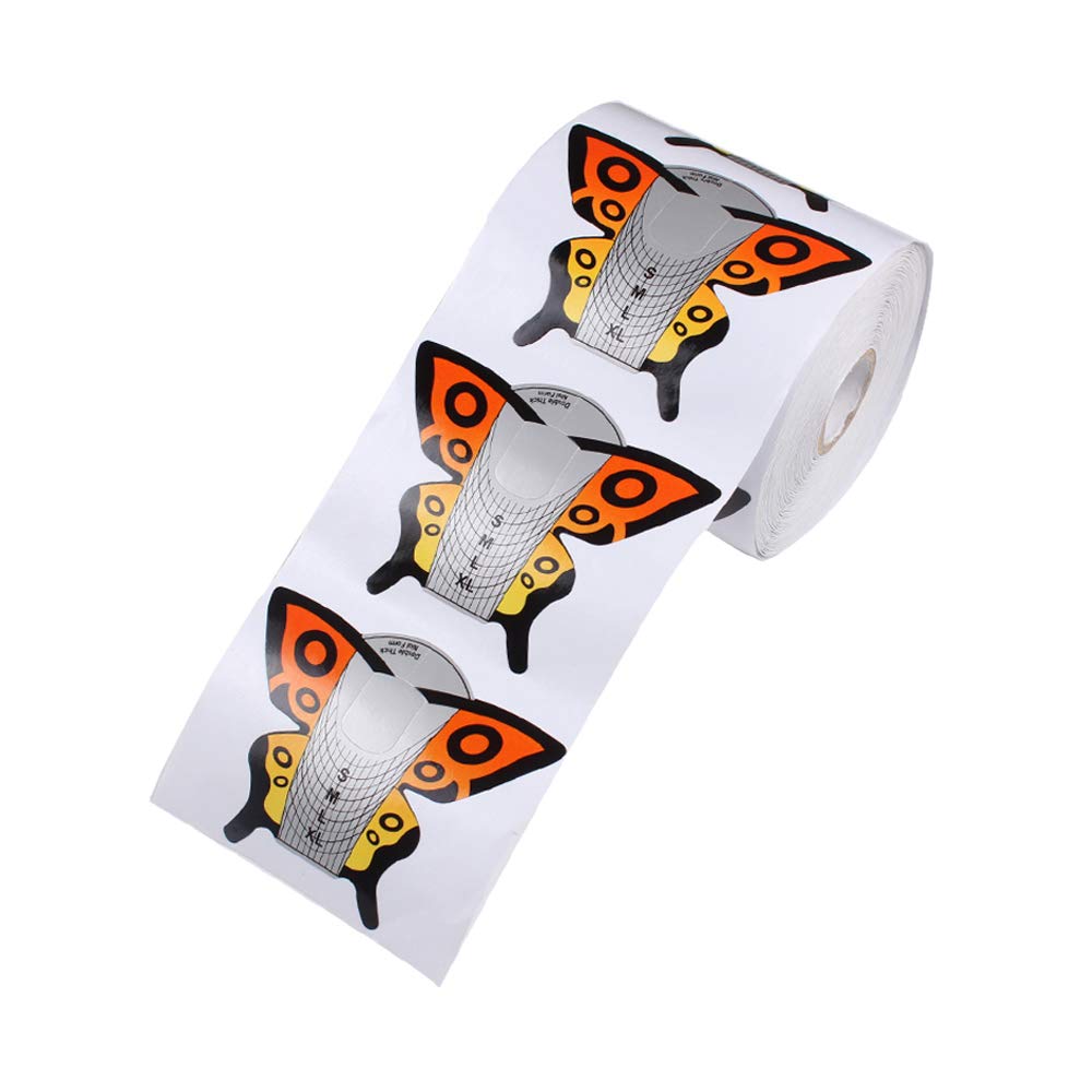 BeautyLeader 500Pcs XL Size Nail Form Extension Sticker Butterfly Pattern Nail Form Tips Nail Art Guide Acrylic Tip Gel Extension Sticker Nail Polish Curl Form