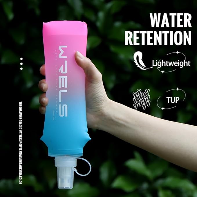 Soft Flasks TPU Soft Water Bottles Folding Soft Running Water Flask Small for Outdoor Sports Hiking Hydration Pack 8oz/17oz Hiking Cycling Climbing