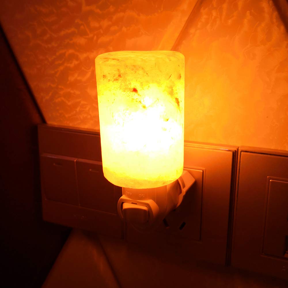 pursalt Himalayan Salt Lamp Plug in Night Light 2 Pack, 360 Degree Adjustable Wall Plug & Extra 4 Replacement Bulbs Bathroom Bedroom Night Light, Pink Crystal Rock Salt Hand Crafted Cylinder Size
