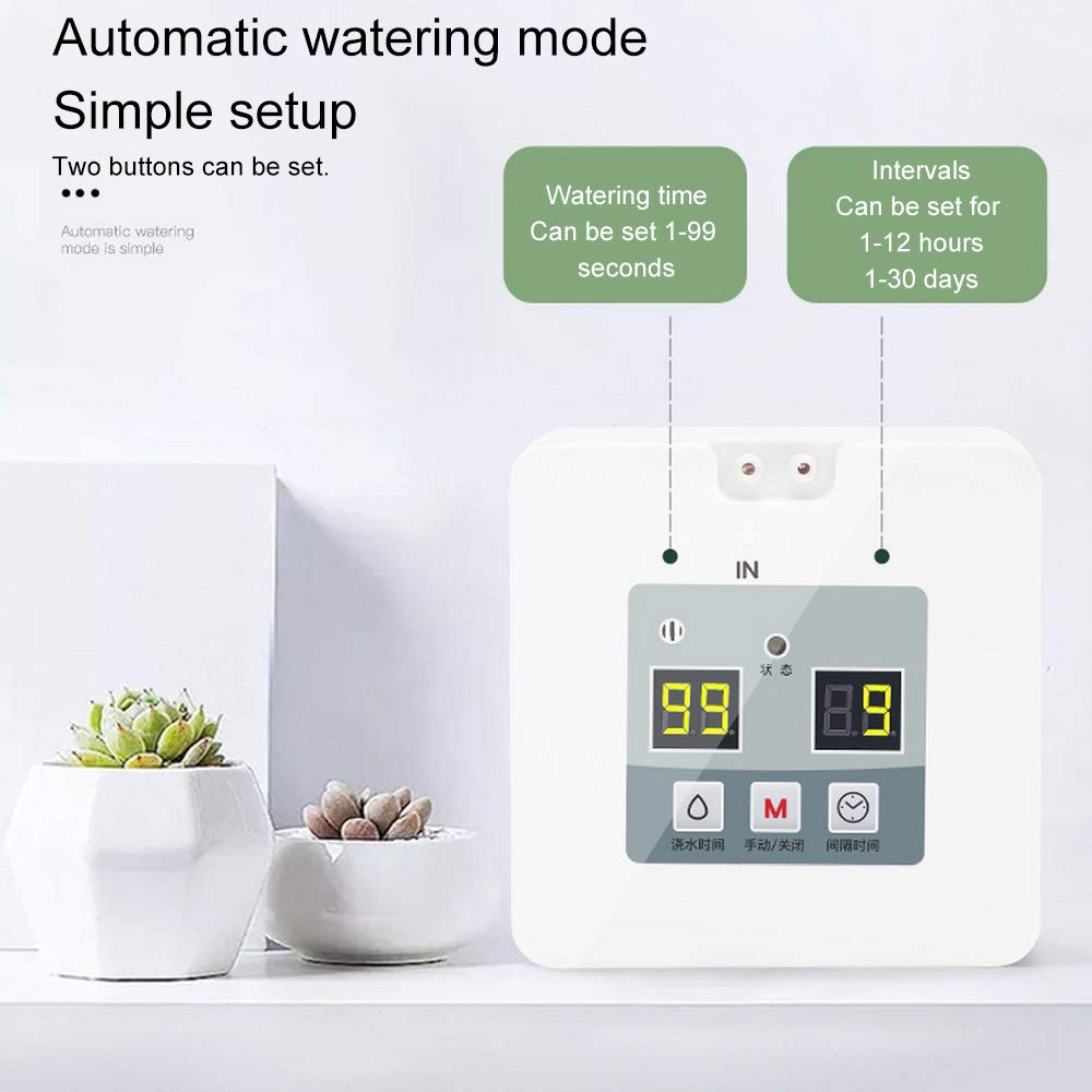 TopHomer Automatic Irrigation System Indoor Plants Automatic Watering System LCD Display Auto Water Timer Supported 10-15 Pots for Pot Plants, Hanging Basket, Flower Beds