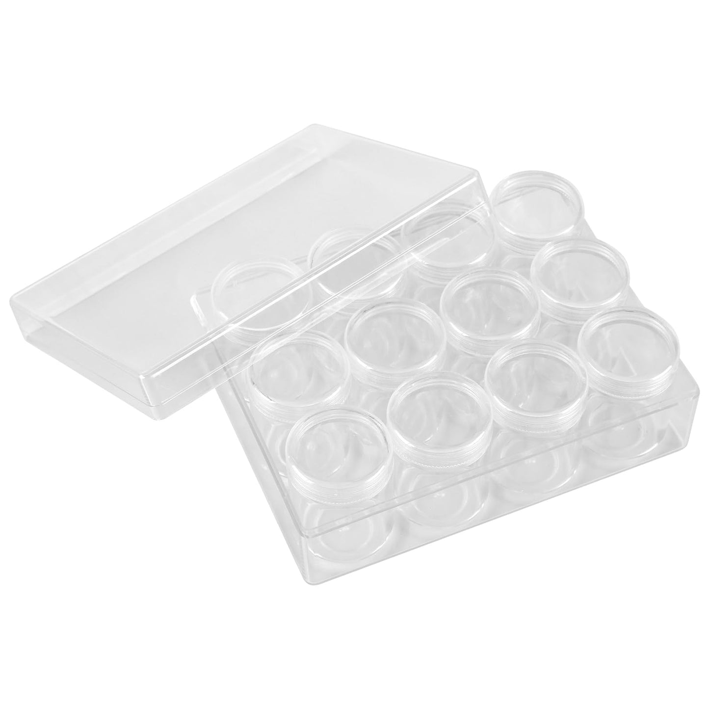 JEUIHAU 3 Pcs 12 Grid Clear Plastic Bead Storage Containers, Diamond Painting Storage Containers with Lid, Bead Art Organizer Case Jar for Jewelry Earrings, DIY Crafts, Nail Glitter, Small Items