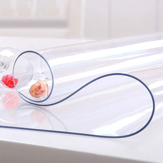 NECAUX Custom 20 x 75 Inch Clear Table Cover Protector, 1.5mm Thick Water Resistant Plastic Non-Slip Pad for Coffee Decor, Writing Desk, Training, Vanity