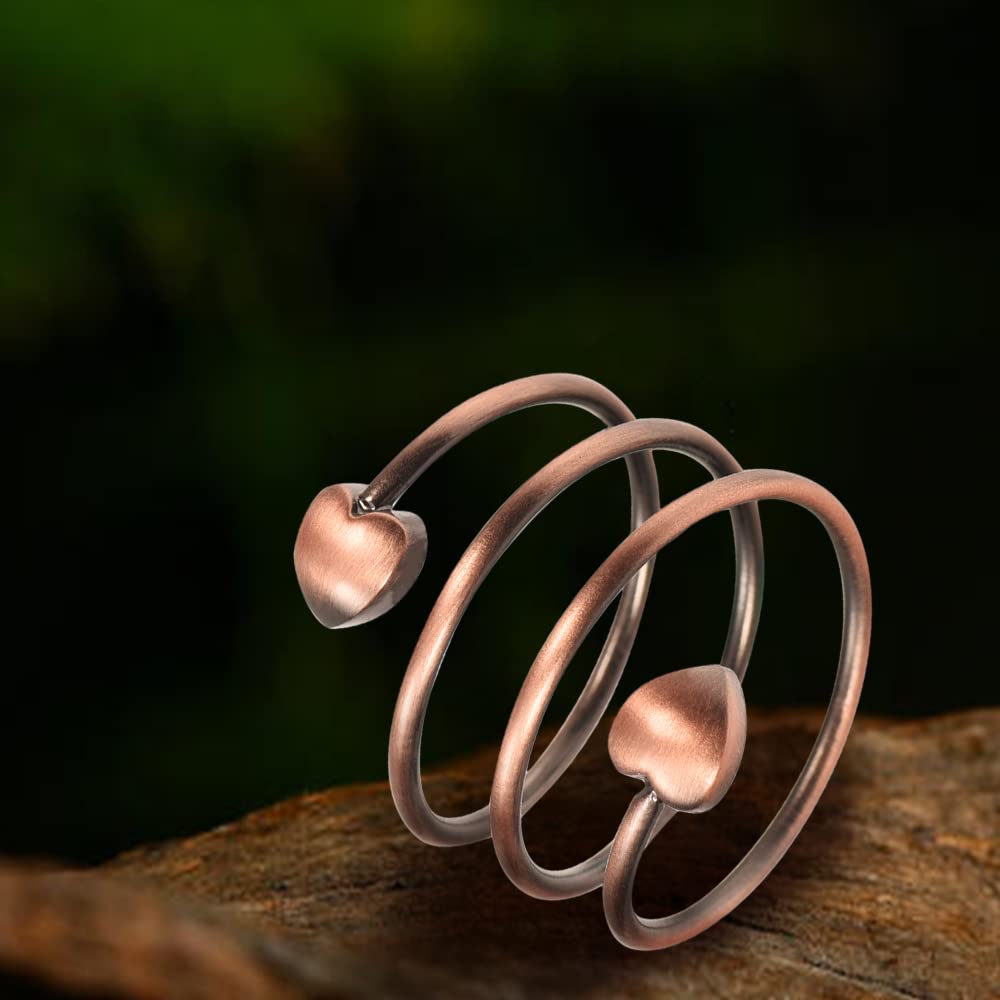 EnerMagiX Copper Heart-Shaped Magnetic Ring, 99% Pure Copper, Adjustable Size, Fashion Gift for Women