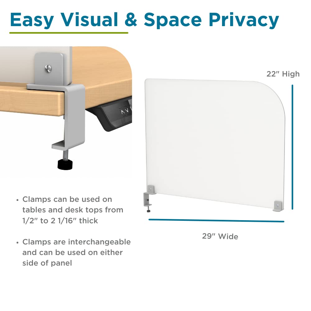 Desk Divider for Students and Desk Privacy Panel. Office Partitions and Ideal Cubicle Light Shield. Frosted Acrylic Clamp-on Desk Partition - 29” W x 18”H Divider