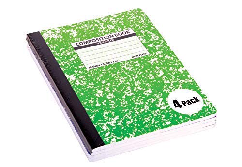 Mintra Office Composition Books - Sturdy Flexible Cover (4 Pack, Assorted Marble Comp - Wide Ruled)