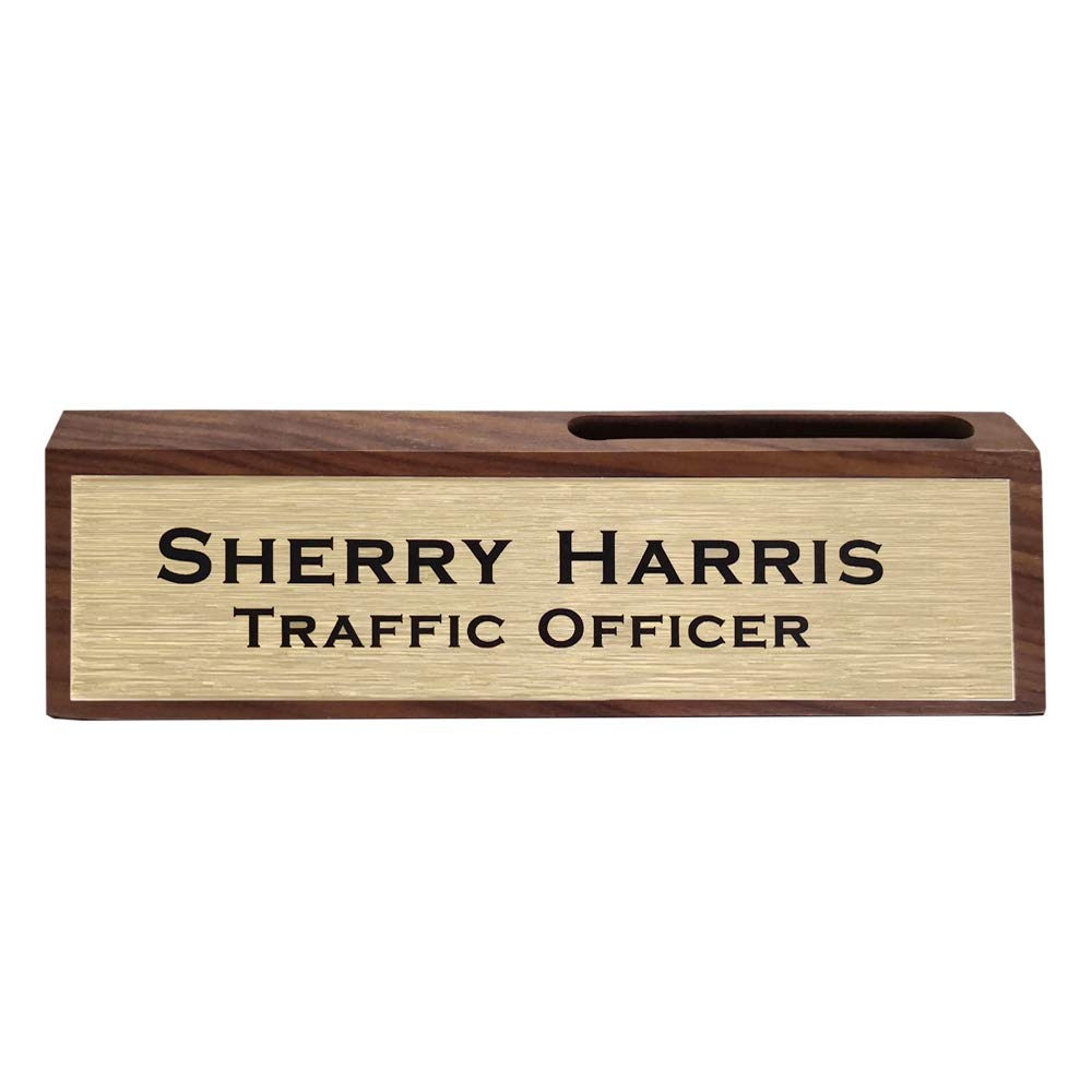 Personalized Business Desk Name Plate with Card Holder Custom Desk Nameplate Support Adding Logo 2" x 8"