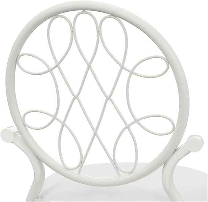 Hillsdale O'Malley Metal Vanity Stool for Makeup Room or Bathroom, White