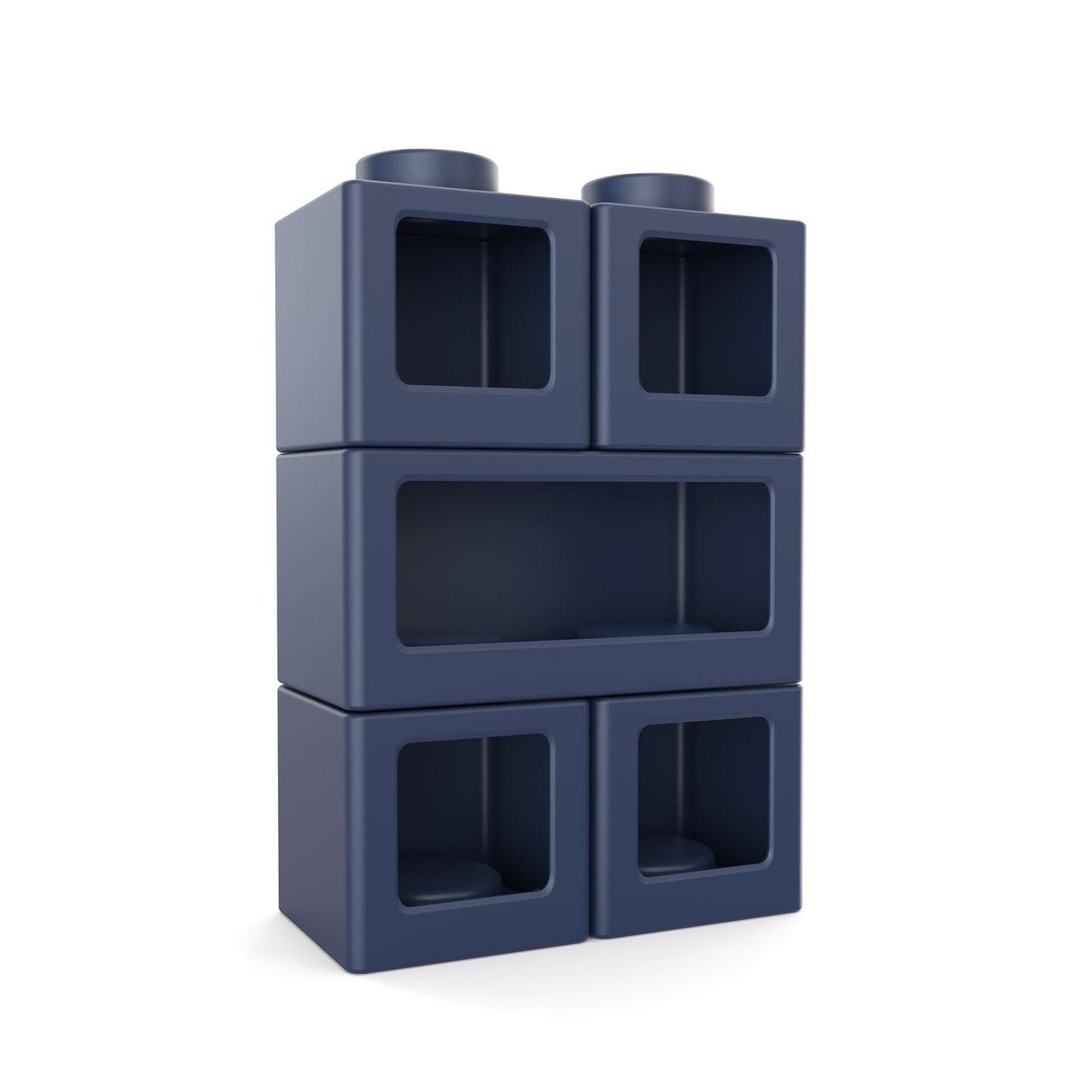Step2 Contemporary Builders Stackable Storage Cubes, Modular Building Block Kids Toy Organizer Set, 5-Piece, Open-Front, Blue