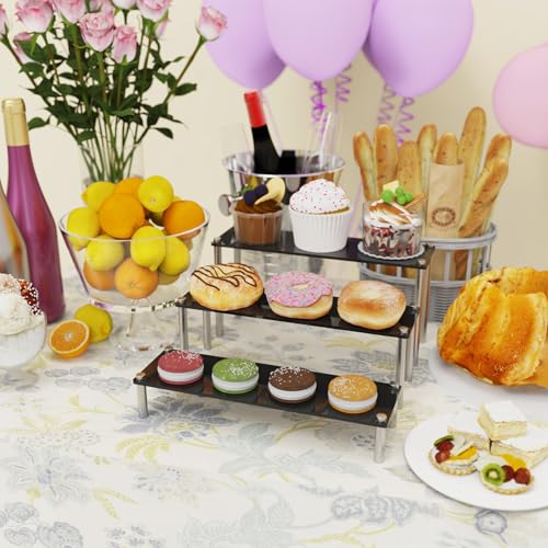 3-Tier Acrylic Display Riser Stand - Clear Organizer for Perfume, Cupcakes, Figures, Desserts, and Party Decoration - size: 3-Tier