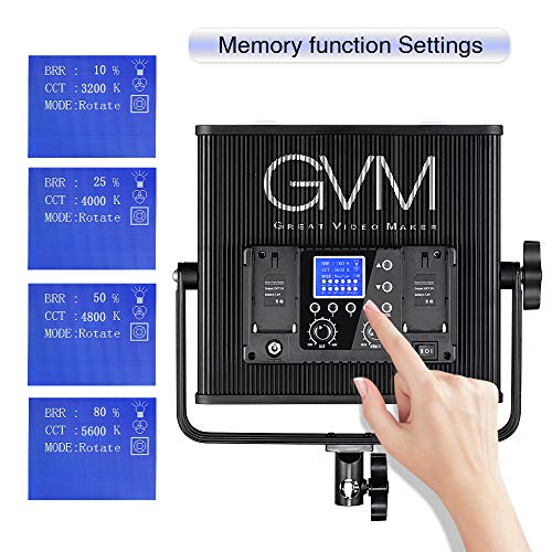 LED Video Light GVM 672S CRI97+ TLCI97+ 22000lux Dimmable Bi-color 3200K-5600K Light Panel With Digital Display For Outdoor Interview Studio Video Making Photography Lighting 3 pcs Kit