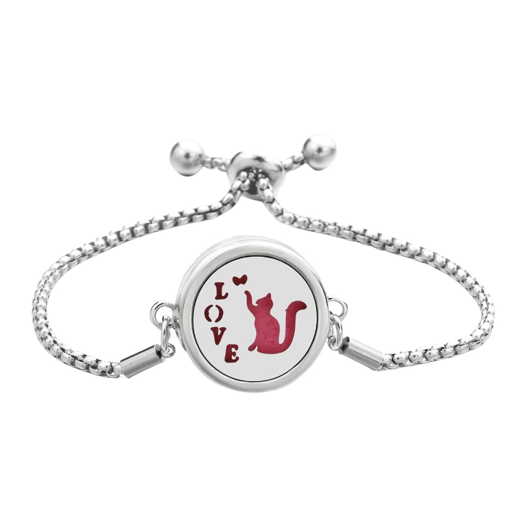 Pyasuye Stainless Steel Adjustable Bracelet Essential Oil Diffuser Pendant Handchain Stylish Wristchain Fashion Jewelry