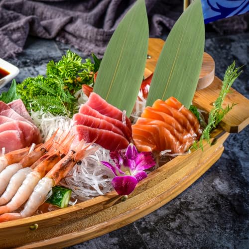 IMIKEYA 100Pcs Bamboo Leaves for Food - Sushi Bamboo Leaf Sashimi Presentation Japanese Food Plating Decoration for Restaurants Home Holiday Party
