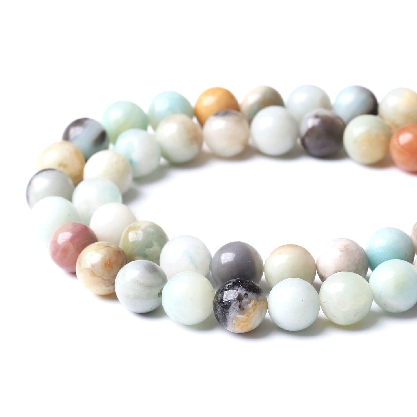 45PCS 8MM Natural Amazonite Beads Round Loose Stone Beads for Jewelry Making DIY Energy Stone Healing Power Bracelet 15"