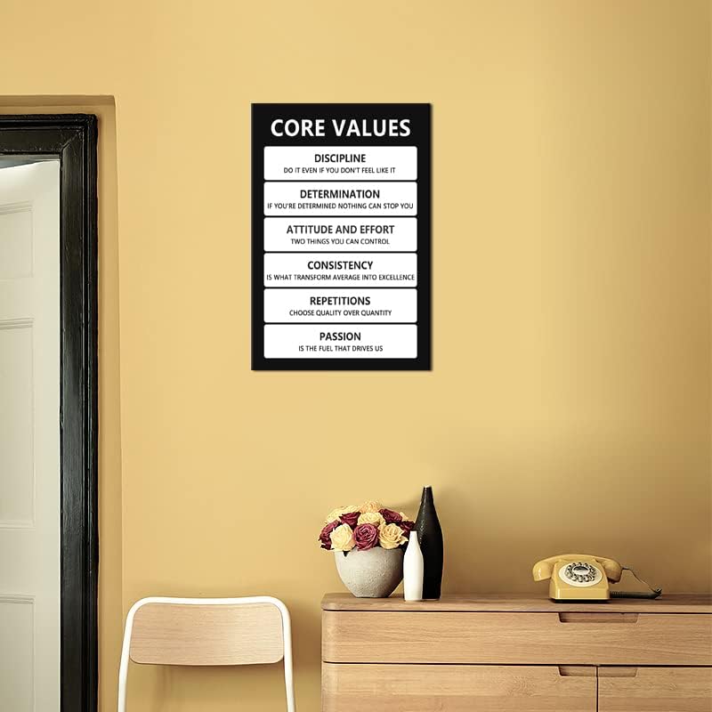 Core Values Motivational Wall Art Inspirational Poster Inspiring Canvas Prints Artwork for Office Living Room Modern Home Decor Painting Pictures Stretched and Framed Ready to Hang [12''Wx 18''H]