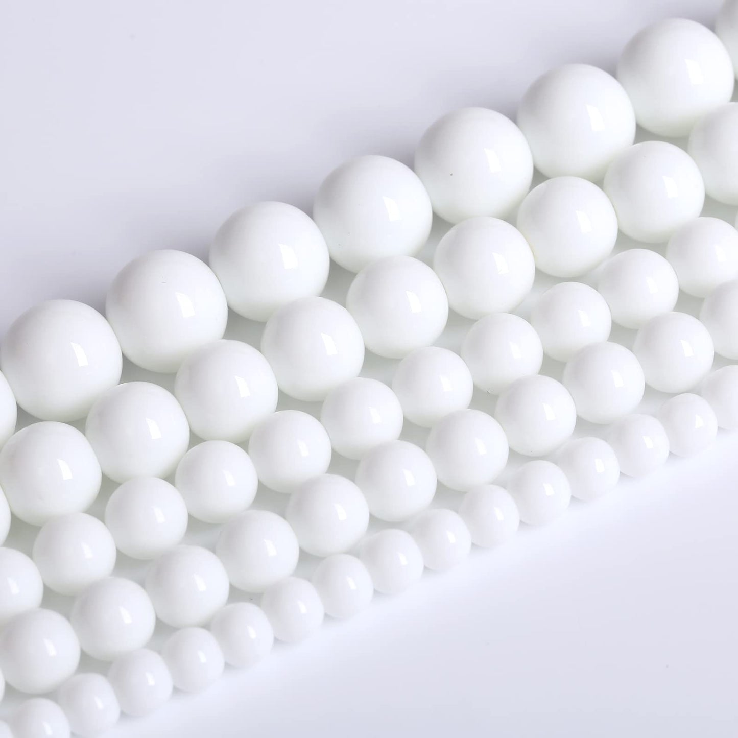 Natural White Porcelain Agates Stone Round Beads for Jewelry Making Spacer Loose Spacers Beads DIY Bracelets 10mm 39pcs 15" Strand