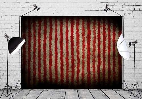 BELECO 15x10ft Fabric Evil Halloween Circus Backdrop for Photography Circus Carnival Bloody Red and White Stripes Scary Blood Splatter Party Decor Clown Banner Halloween Background Photo Studio Props - size: 15x10FT