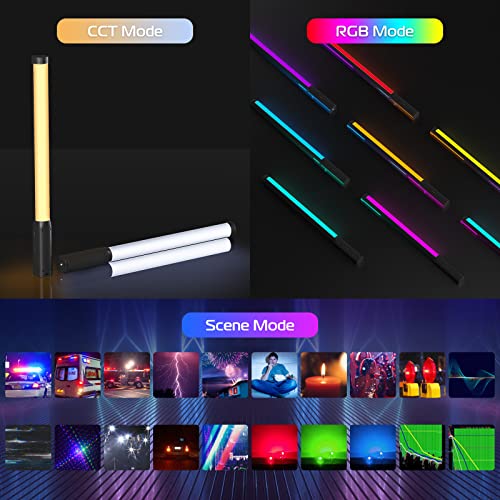 ULANZI VL119 Handheld Light Wand, 360° RGB LED Video Light Stick for Photography, 3300mAh Rechargeable Tube Light for Video Shooting, 2500-9000K Dimmable Camera Light with LCD - size: 1 pcs-Large