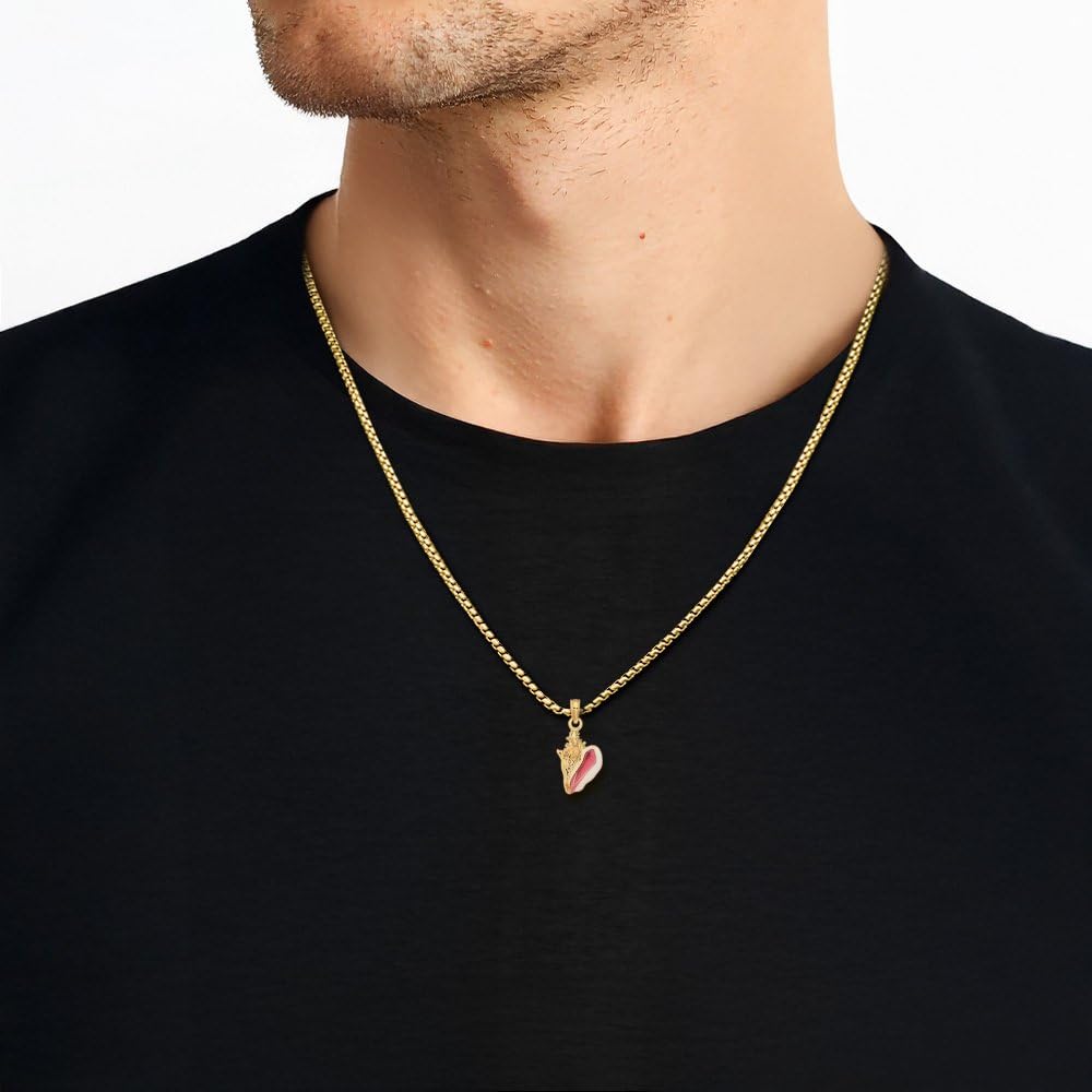 IceCarats 14K Solid Yellow Gold Medium Conch Shell Pendant Necklace 22mm 7/8 inch 3d Sculpted, Polished, Textured for him