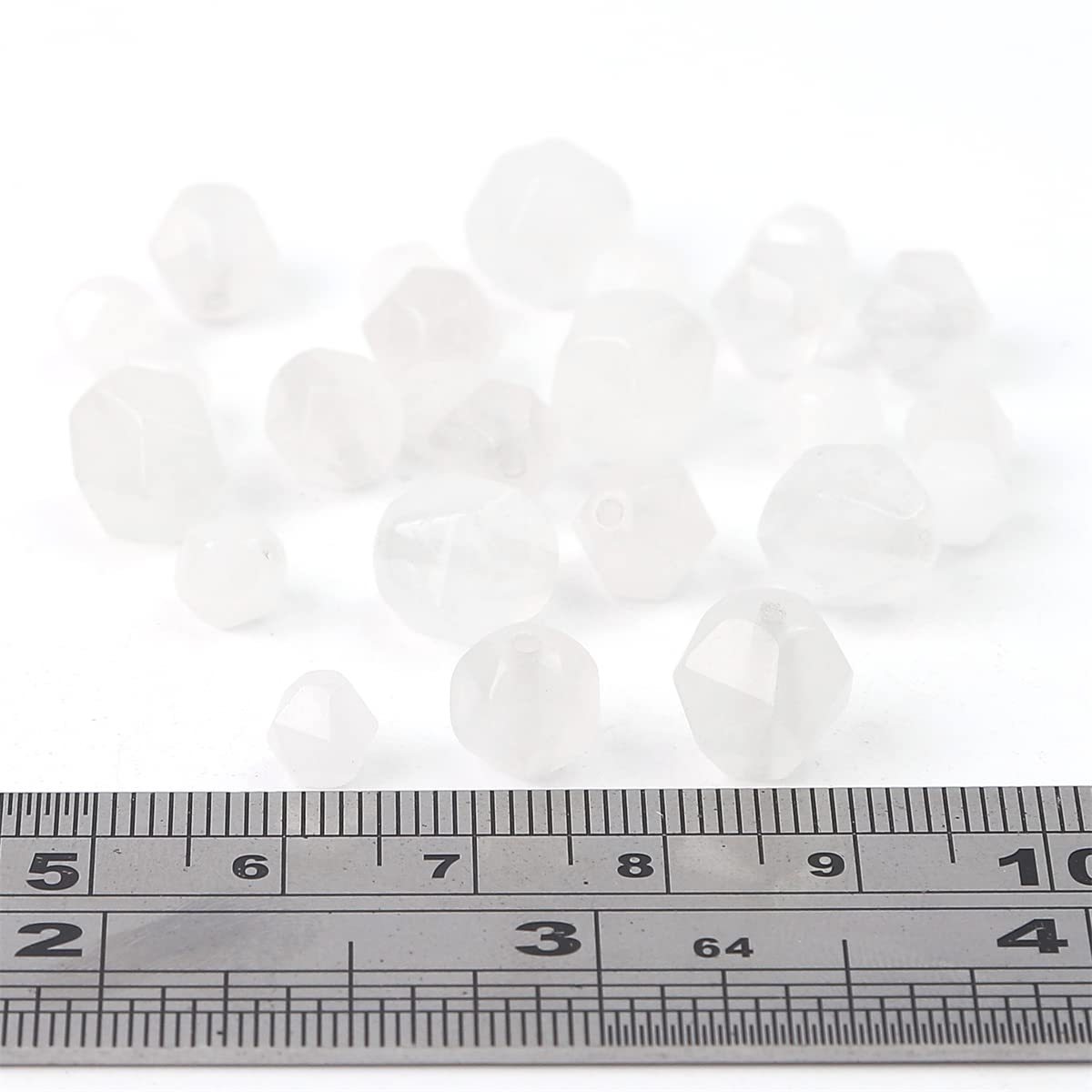 BEADIA Faceted Natural White Agate Stone Round Beads 8mm 36cm/Strand for Jewelry Making