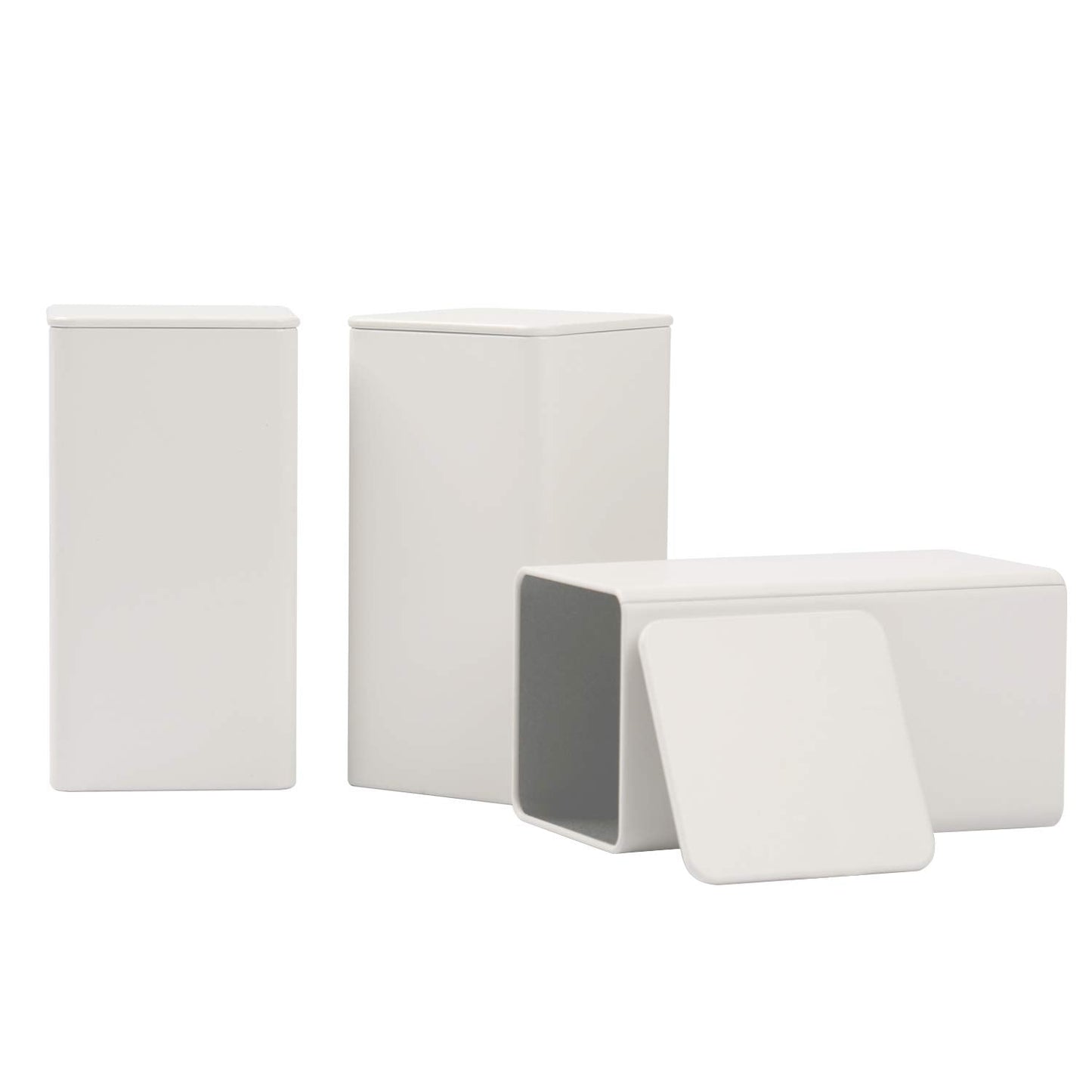 Tianhui Square Tin Can Empty Cube Steel Box Storage Container kit 65mm Series for Treats, Gifts, Favors, Loose Tea, Coffee and Crafts, White, 3L