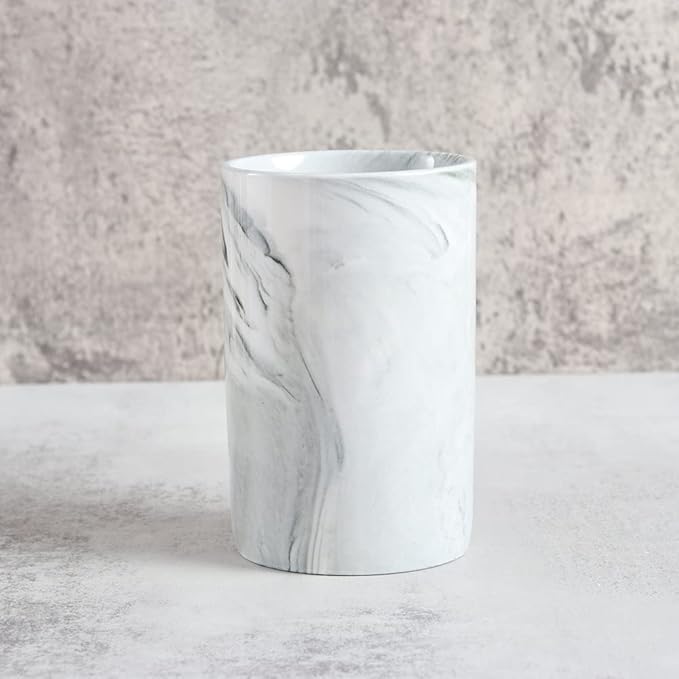 Ceramic Toothbrush Holder, Bathroom Cup, Drinking Mug, Coffee Cups, Marble Pattern Pen Holders, 300ml/Pcs (Grey)