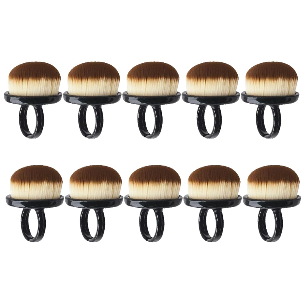 YANGSHINE 10PCS Nail Dust Brushes, Lightweight Soft Small Dust Brush Nails, Portable Nails Dusting Cleaning Brush Ring for Makeup Nail Art, Black