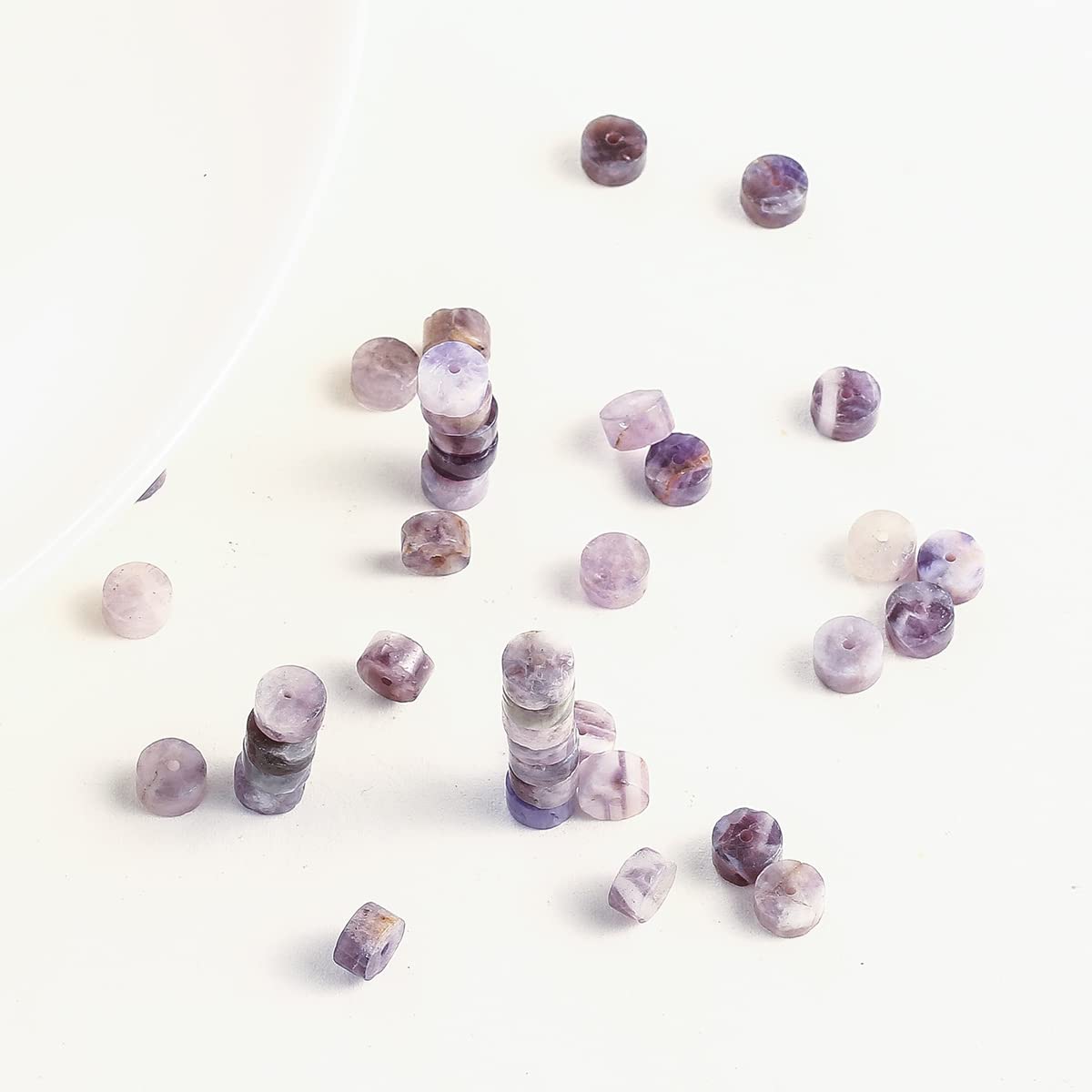 Natural Amethyst Stone Spacer Beads 6x3mm 38cm/str Flat Round Loose Semi Gemstone Caps for Making Bracelets Necklace