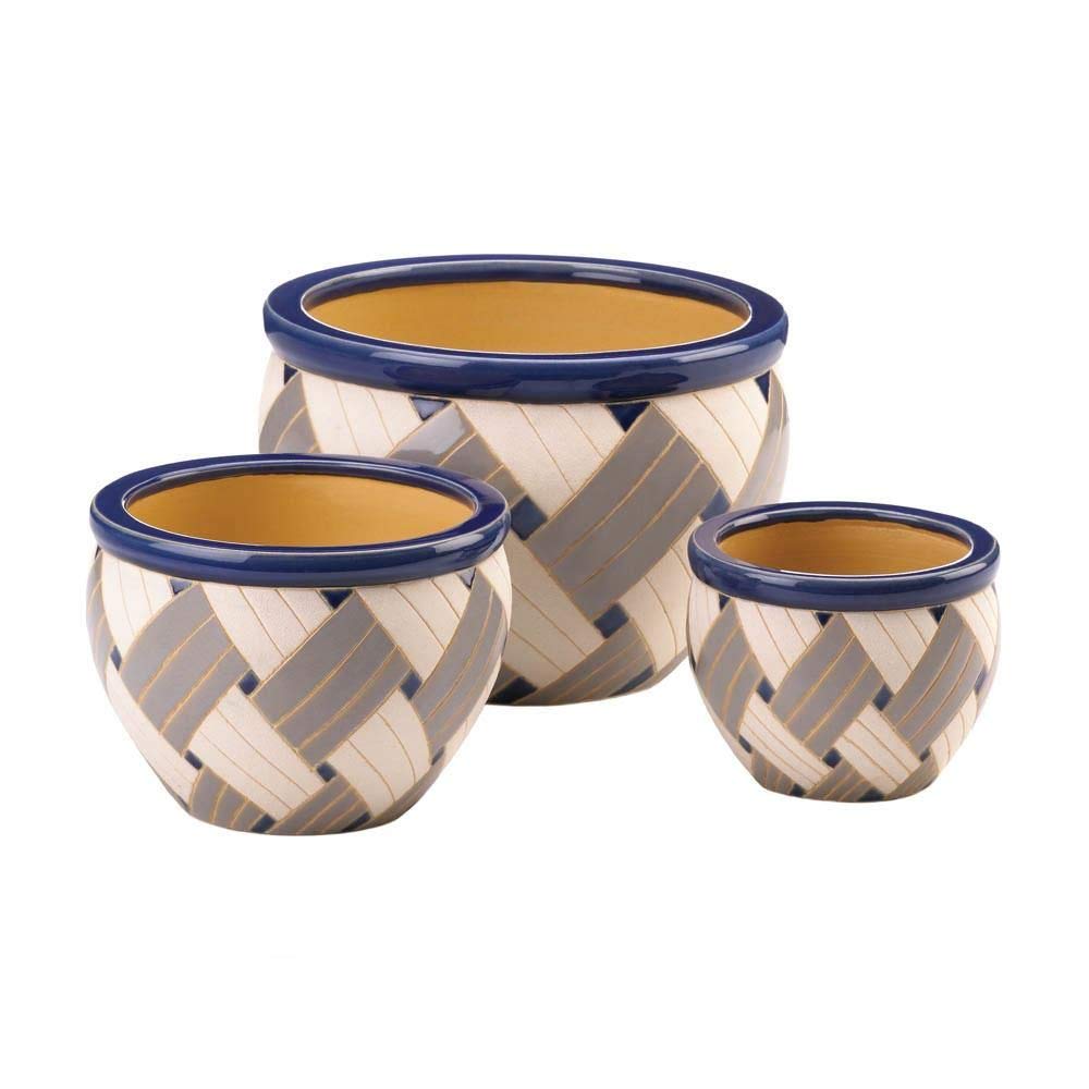 Accent Plus Colorful Planter Pot Trios (Geo Print)